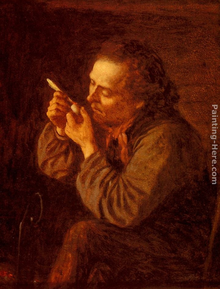 Eastman Johnson Lighting His Pipe